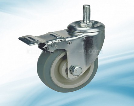 TPR100.CVP : Bánh TPR tải nhẹ màu xám 10 cm cọc vít phanh