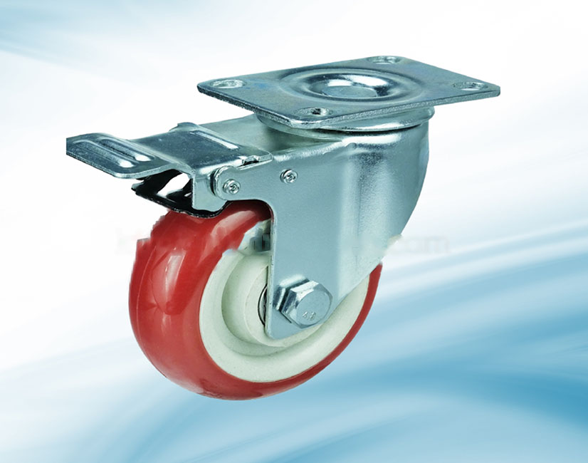 M10.P : Bánh PVC đỏ 2 vòng bi 10 cm phanh