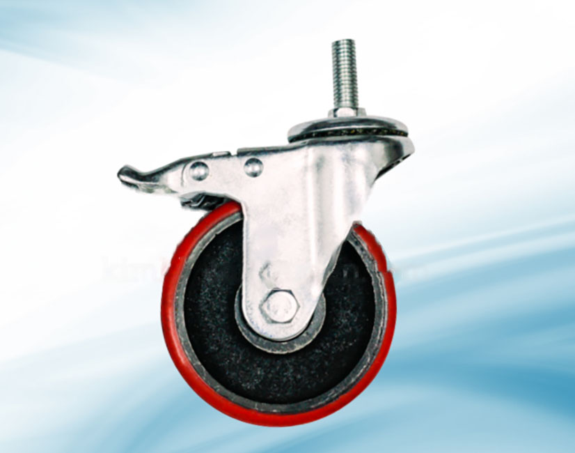 PUTN100.CVP: Bánh PU cốt sắt tải nhẹ 10 cm cọc vít phanh