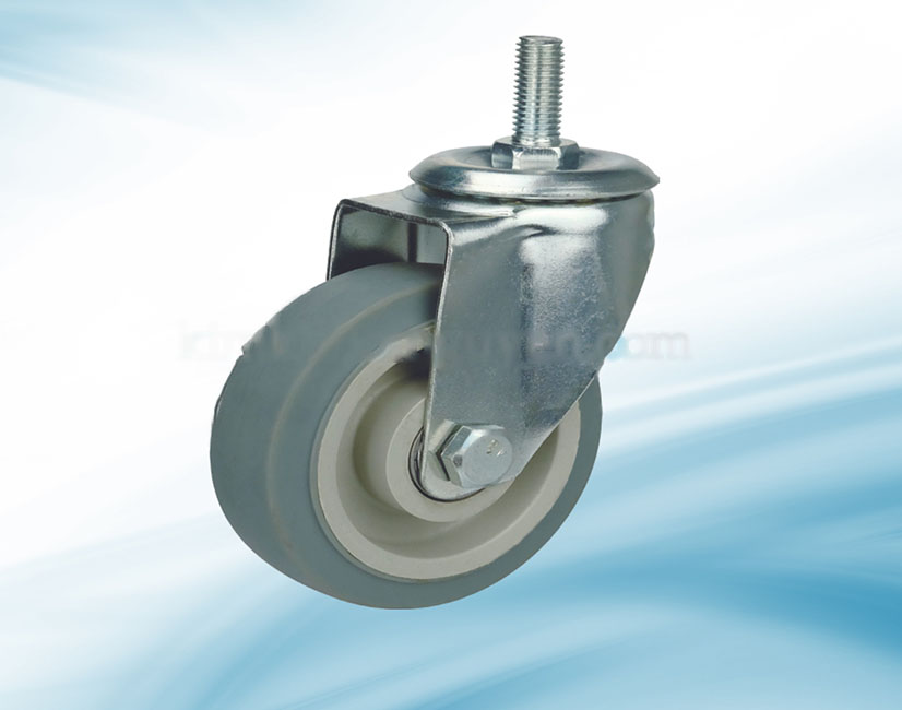 TPR75.CVQ: Bánh TPR tải nhẹ màu xám 7.5 cm cọc vít quay
