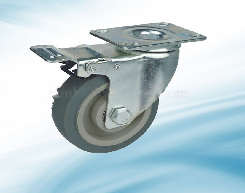 TPR75.P : Bánh TPR tải nhẹ màu xám 7.5 cm phanh