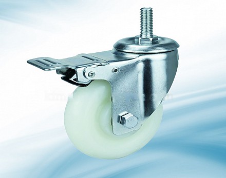 NLTN75.CVP: Bánh nilong tải nhẹ 7.5cm cọc vít phanh